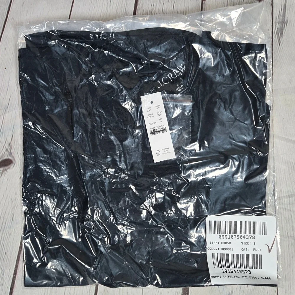 J. Crew Black Short Sleeve Satin like Tee